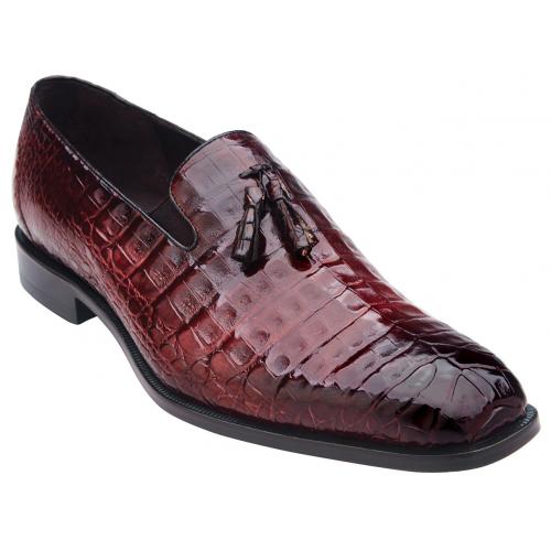 Belvedere "Victorio" Antique Brick All-Over Genuine Crocodile Loafer Shoes With Tassel 1499.